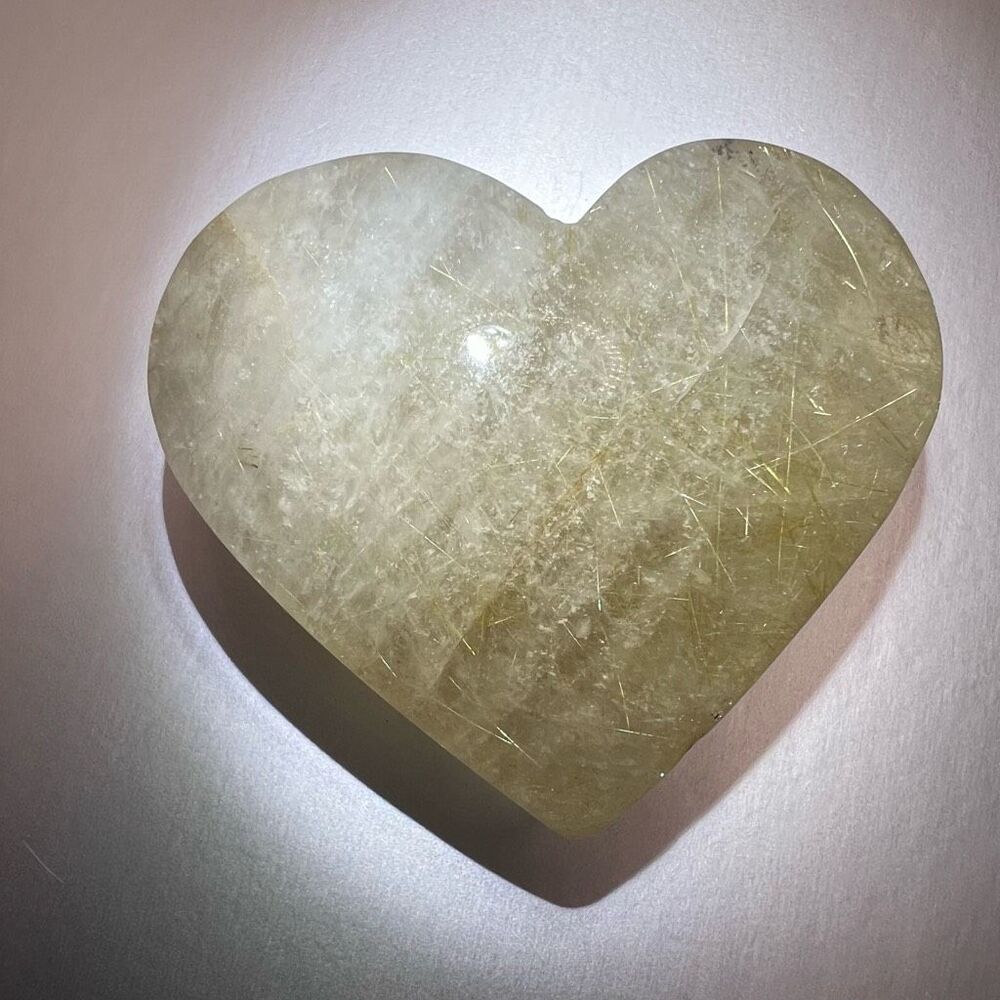 Golden Rutilated Clear Quartz‎ Heart (#3) - Picture 5 of 12